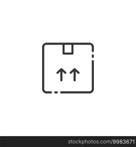 Product package thin line icon. Shipping and delivery box. Isolated outline commerce vector
