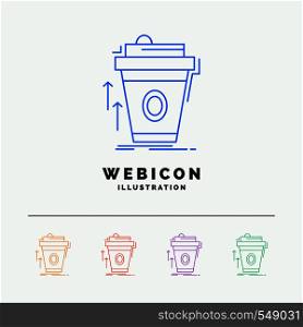 product, promo, coffee, cup, brand marketing 5 Color Line Web Icon Template isolated on white. Vector illustration. Vector EPS10 Abstract Template background