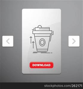 product, promo, coffee, cup, brand marketing Line Icon in Carousal Pagination Slider Design & Red Download Button