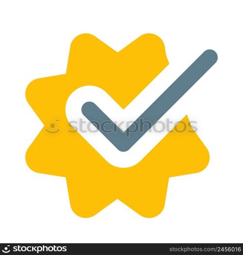 Product quality checkmark for approved and tested