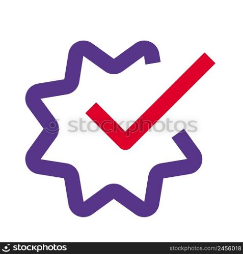 Product quality checkmark for approved and tested