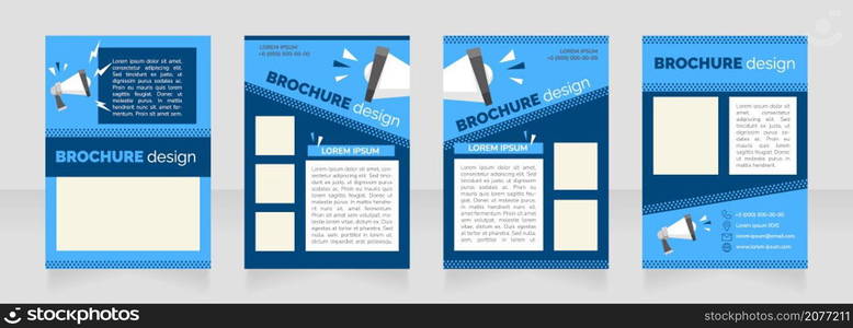 Product release promotion blue blank brochure layout design. Advert service. Vertical poster template set with empty copy space for text. Premade corporate report collection. Editable flyer paper page. Product release promotion blue blank brochure layout design