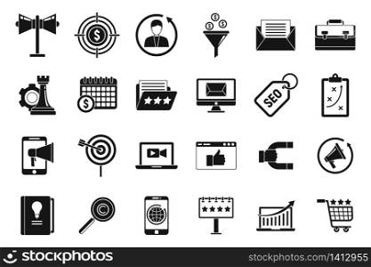 Product remarketing icons set. Simple set of product remarketing vector icons for web design on white background. Product remarketing icons set, simple style