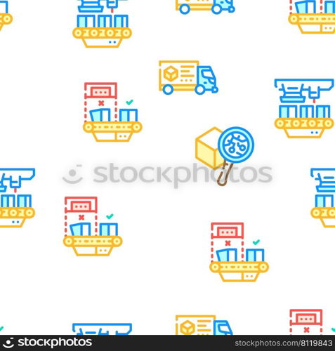 Production Business Vector Seamless Pattern Color Line Illustration. Production Business Vector Seamless Pattern
