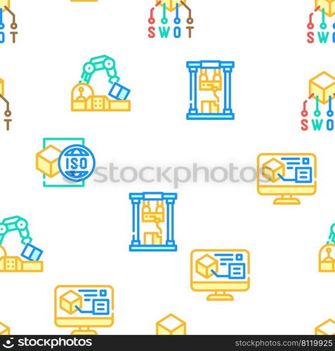 Production Business Vector Seamless Pattern Color Line Illustration. Production Business Vector Seamless Pattern