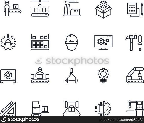Production line icons industry machine vector image