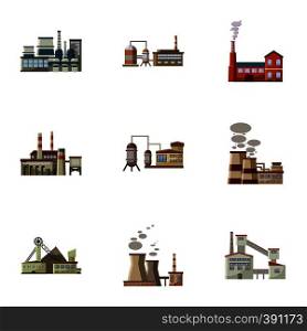 Production plant icons set. Cartoon illustration of 9 production plant vector icons for web. Production plant icons set, cartoon style