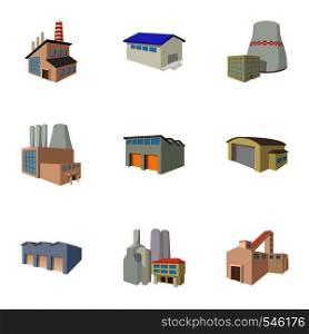 Production plant icons set. Cartoon illustration of 9 production plant vector icons for web. Production plant icons set, cartoon style