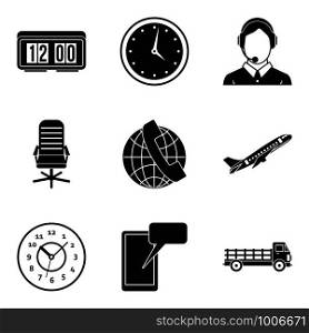 Production target icons set. Simple set of 9 production target vector icons for web isolated on white background. Production target icons set, simple style