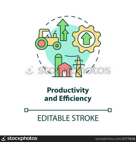 Productivity and efficiency concept icon. RE economic benefits abstract idea thin line illustration. Isolated outline drawing. Editable stroke. Roboto-Medium, Myriad Pro-Bold fonts used. Productivity and efficiency concept icon
