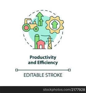 Productivity and efficiency concept icon. RE economic benefits abstract idea thin line illustration. Isolated outline drawing. Editable stroke. Roboto-Medium, Myriad Pro-Bold fonts used. Productivity and efficiency concept icon