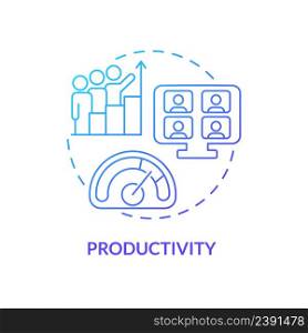 Productivity blue gradient concept icon. Virtual office. Advantage of online collaboration abstract idea thin line illustration. Isolated outline drawing. Myriad Pro-Bold font used. Productivity blue gradient concept icon