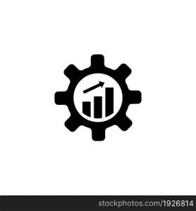 Productivity, Gear Cog with Growing Graph. Flat Vector Icon illustration. Simple black symbol on white background. Productivity, Gear Cog with Graph sign design template for web and mobile UI element. Productivity, Gear Cog with Growing Graph Flat Vector Icon
