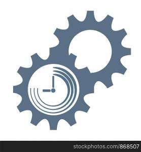 Productivity Icon with clock and gear, stock vector illustration
