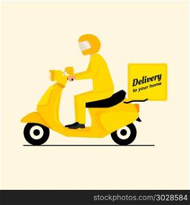 Products, delivery by motorcycle to your home, vector illustration and simple design.. Products, delivery by motorcycle to your home.