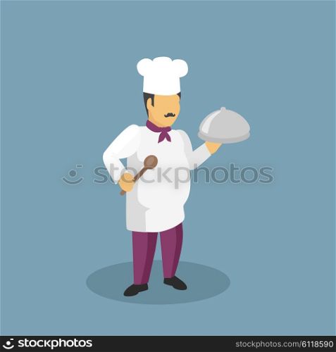 Profession cooks character design flat. Profession and cook, professional cooks, kitchen culinary, chef man in uniform, cooking and restaurant chef, job person chef, character chef illustration