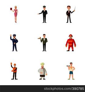 Profession icons set. Cartoon illustration of 9 profession vector icons for web. Profession icons set, cartoon style
