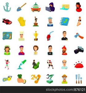 Profession icons set. Cartoon style of 36 profession vector icons for web isolated on white background. Profession icons set, cartoon style