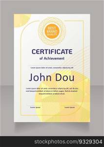 Professional achievement certificate design template. Vector diploma with customized copyspace and borders. Printable document for awards and recognition. KoHo, Calibri Regular fonts used. Professional achievement certificate design template