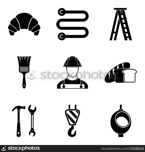 Professional activity icons set. Simple set of 9 professional activity vector icons for web isolated on white background. Professional activity icons set, simple style