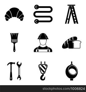 Professional activity icons set. Simple set of 9 professional activity vector icons for web isolated on white background. Professional activity icons set, simple style