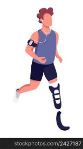 Professional athlete with prosthetics semi flat color vector character. Running figure. Full body person on white. Simple cartoon style illustration for web graphic design and animation. Professional athlete with prosthetics semi flat color vector character
