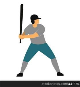 Professional baseball player icon flat isolated on white background vector illustration. Professional baseball player icon isolated