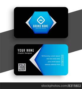 Professional black and blue elegant business card template vector