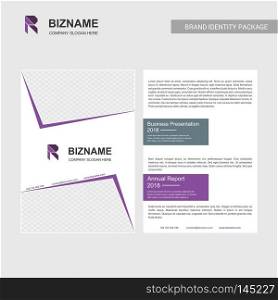 Professional Brochure with R logo and slogan with elegent design. For web design and application interface, also useful for infographics. Vector illustration.