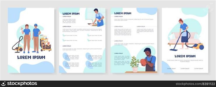 Professional cleaning services flat vector brochure template. Booklet, leaflet printable color designs. Editable magazine page, reports kit with text space. Nerko One, Quicksand, Comfortaa fonts used. Professional cleaning services flat vector brochure template