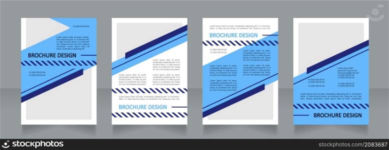 Professional course blue and white blank brochure design. Template set with copy space for text. Premade corporate reports collection. Editable 4 paper pages. Calibri, Arial fonts used. Professional course blue and white blank brochure design