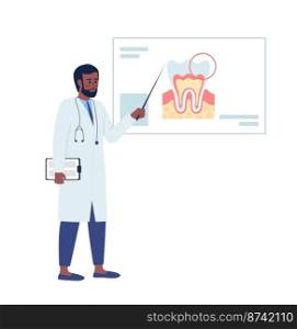 Professional dentist semi flat color vector character. Editable figure. Full body person on white. Healthcare simple cartoon style illustration for web graphic design and animation. Professional dentist semi flat color vector character
