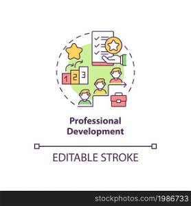 Professional development concept icon. Employees perks abstract idea thin line illustration. Meaningful expertise and experience. Vector isolated outline color drawing. Editable stroke. Professional development concept icon