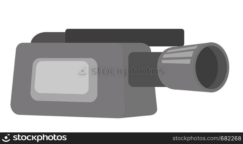Professional digital video camera with microphone vector cartoon illustration isolated on white background.. Video camera with microphone vector illustration.