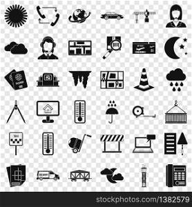 Professional dispatcher icons set. Simple style of 36 professional dispatcher vector icons for web for any design. Professional dispatcher icons set, simple style