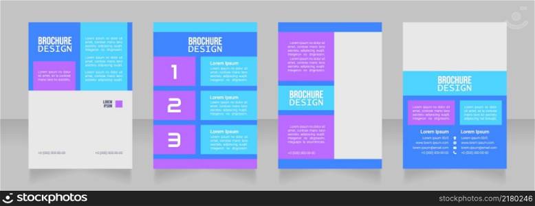 Professional event blank brochure design. Template set with copy space for text. Premade corporate reports collection. Editable 4 paper pages. Bebas Neue, Lucida Console, Roboto Light fonts used. Professional event blank brochure design