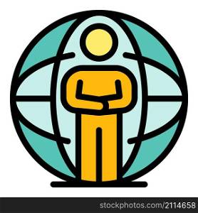 Professional global broker icon. Outline professional global broker vector icon color flat isolated. Professional global broker icon color outline vector