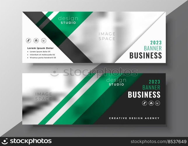 professional green geometric business banner template