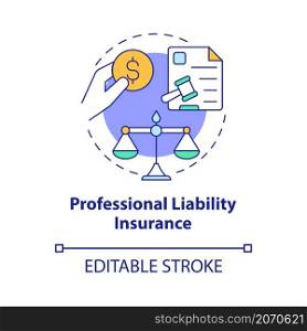 Professional liability insurance concept icon. Corporate insurance abstract idea thin line illustration. Isolated outline drawing. Editable stroke. Roboto-Medium, Myriad Pro-Bold fonts used. Professional liability insurance concept icon