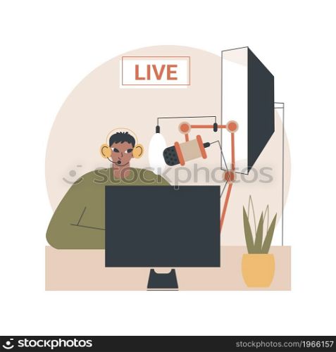 Professional livestream abstract concept vector illustration. Professional online event stream, broadcasting service, livestream equipment, software solution, go live, real-time abstract metaphor.. Professional livestream abstract concept vector illustration.