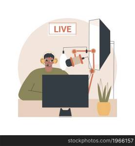 Professional livestream abstract concept vector illustration. Professional online event stream, broadcasting service, livestream equipment, software solution, go live, real-time abstract metaphor.. Professional livestream abstract concept vector illustration.