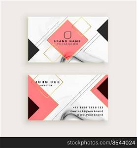 professional marble business card with diamond shape