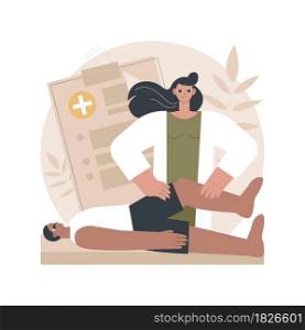 Professional massage therapy abstract concept vector illustration. Professional sport therapy, massage injury treatment, wellness services, spa relaxation, alternative medicine abstract metaphor.. Professional massage therapy abstract concept vector illustration.
