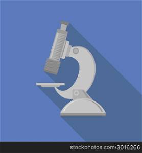 Professional Medical Microscope for Research on Blue Background. Scientific Laboratory Equipment Icon. Professional Medical Microscope for Research. Scientific Laboratory Equipment Icon