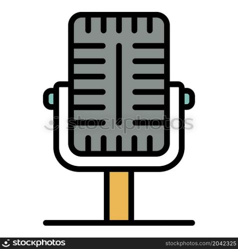 Professional microphone icon. Outline professional microphone vector icon color flat isolated. Professional microphone icon color outline vector