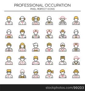 Professional Occupation , Thin Line and Pixel Perfect Icons