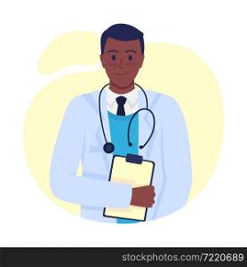Professional physician semi flat color vector character. Posing figure. Full body person on white. Post covid syndrome isolated modern cartoon style illustration for graphic design and animation. Professional physician semi flat color vector character
