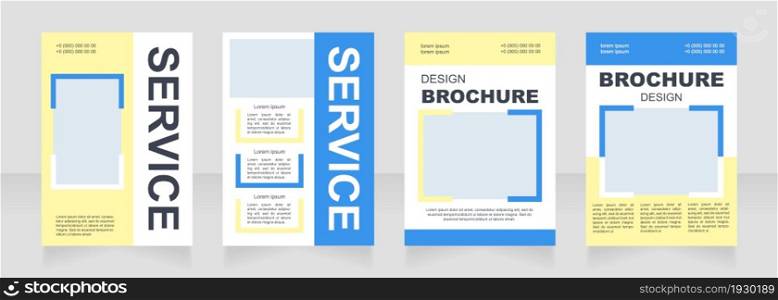 Professional service blank brochure layout design. Advisory info. Vertical poster template set with empty copy space for text. Premade corporate reports collection. Editable flyer paper pages. Professional service blank brochure layout design