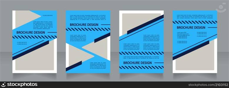 Professional service bright blue blank brochure design. Template set with copy space for text. Premade corporate reports collection. Editable 4 paper pages. Calibri, Arial fonts used. Professional service bright blue blank brochure design