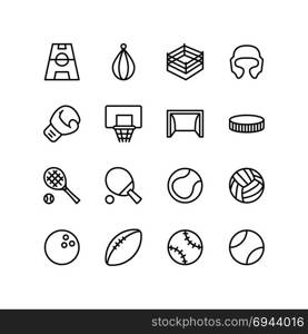 Professional sports training equipments icon set